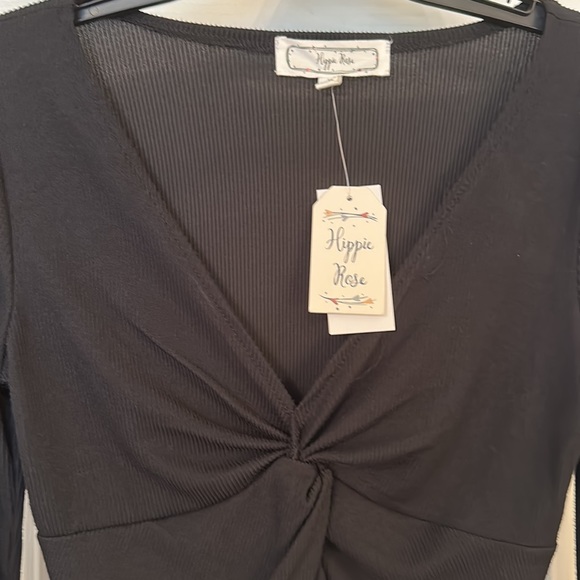 NWT Hippie rose crop shirt size large, black - Picture 2 of 4